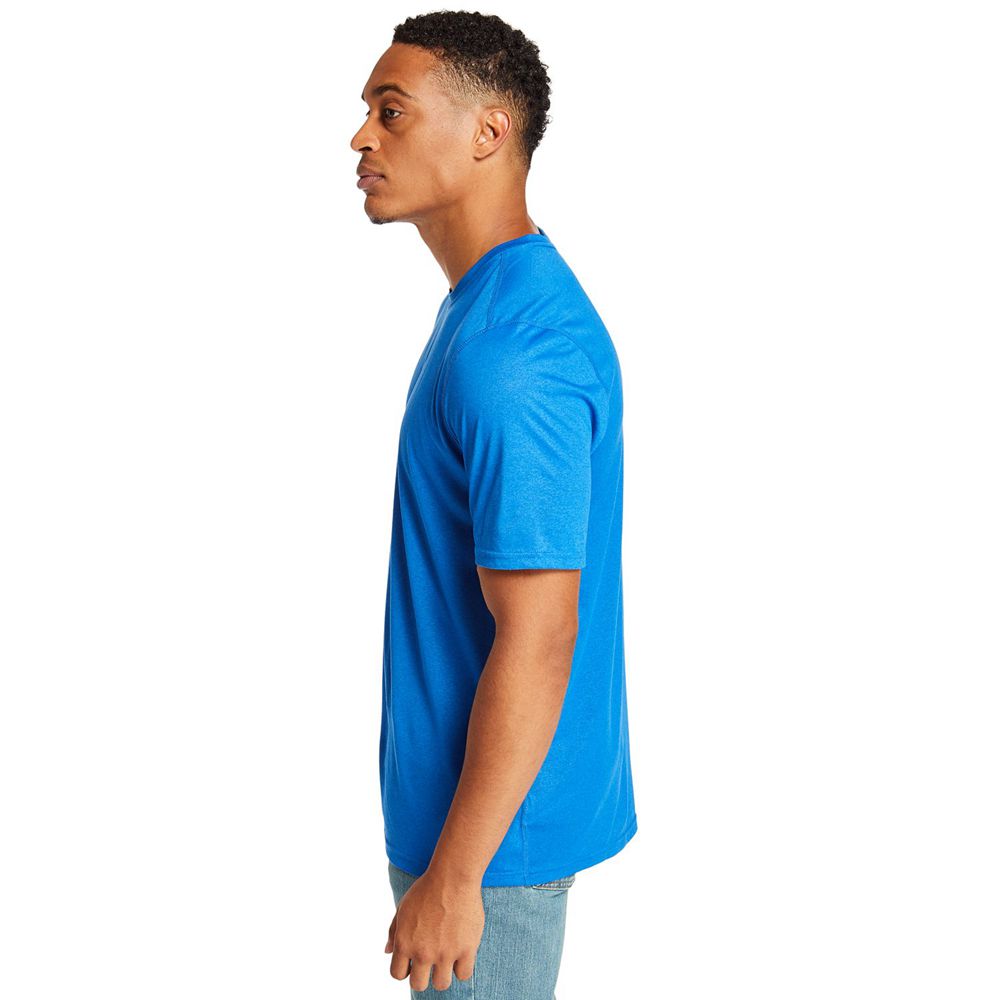 Camisetas Timberland Argentina Hombre - Pro® Big & Tall Wicking Good Sport Short-Sleeve - Azules - V